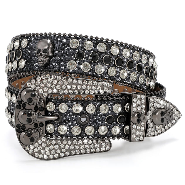 Jasgood Fashion Rhinestone Belt For Men Women, Western Cowgirl Bling  Diamond Grommet Leather Belt For Jeans