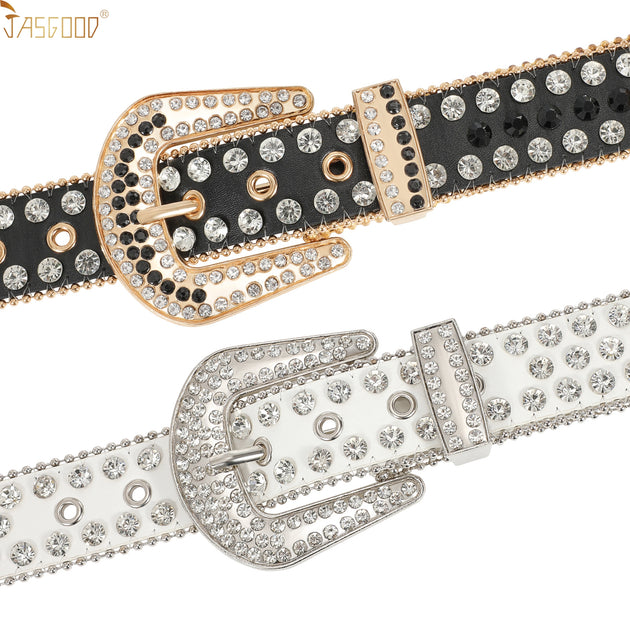 SANSTHS Women Rhinestone Skull Western Belt Diamond Belt Men for