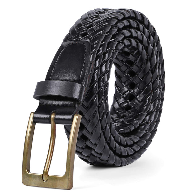 SUOSDEY Mens Braided Leather Belt Cowhide Woven Leather Belt for Casual  Jeans Pants with Solid Prong Buckle,tan - Yahoo Shopping