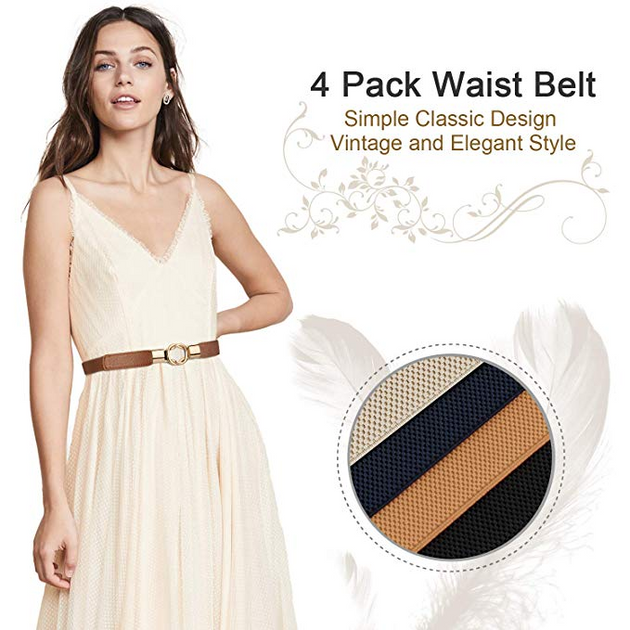 Jasgood Women Stretchy Belt for Dresses Vintage Elastic Wide Waist Belt