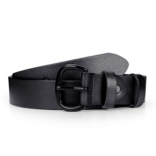 JASGOOD Women Leather Plus Size Belt Black Casual Waist Belt for