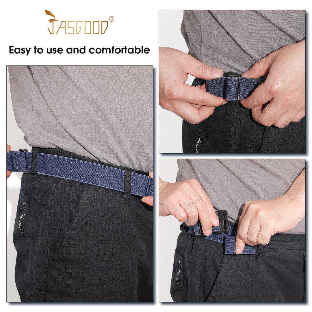 JASGOOD No Show Elastic 2 Loops Belt for Men No Buckle Stretch Side Be JASGOOD OFFICIAL