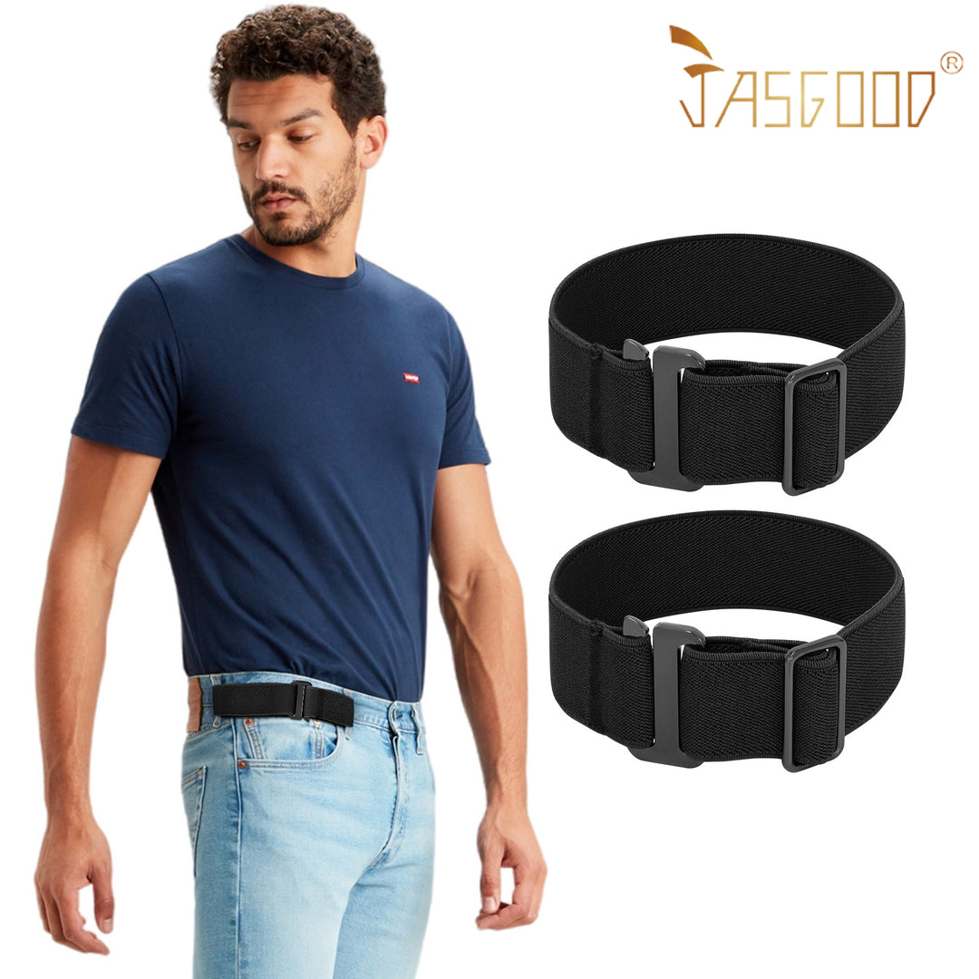 JASGOOD No Show Elastic 2 Loops Belt for Men No Buckle Stretch Side Be JASGOOD OFFICIAL