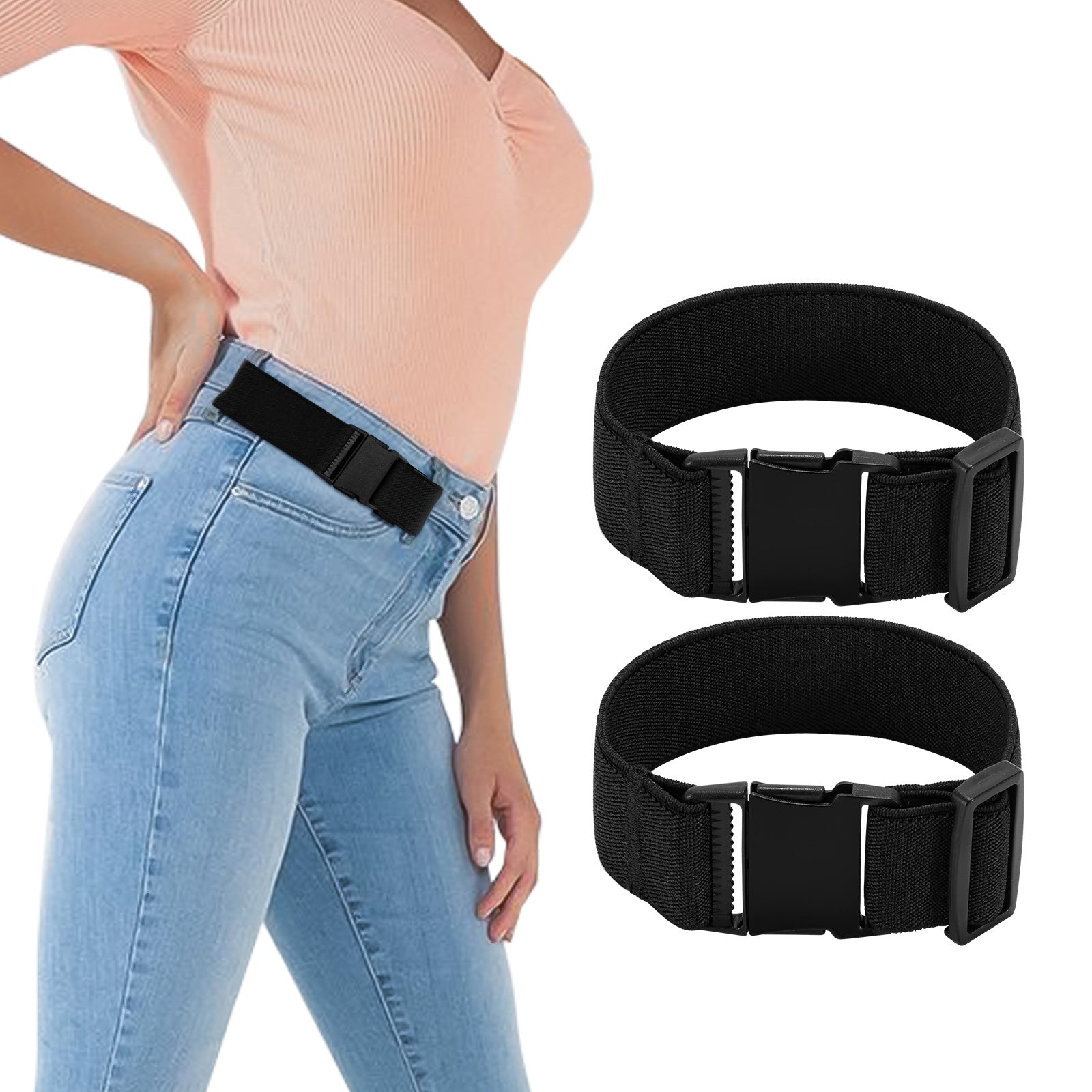 JASGOOD Women Stretchy Wide Waist Belt for Dress Ladies Elastic Belt Hook  Buckle at  Women’s Clothing store