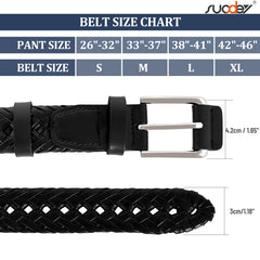 Men’s Leather Braided Belt Cowhide Leather Woven Belt for Jeans