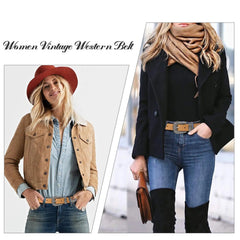 Western Belts for Women Vintage Western Design Ladies Cowgirl Waist Belt for Pants Jeans Dresses