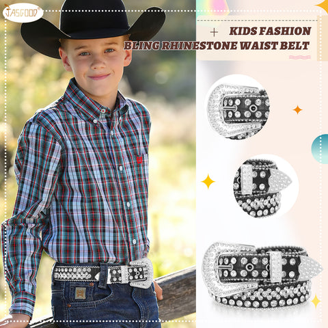 WHIPPY Rhinestone Studded Belt for Women Men, Western Cowgirl Cowboy  Leather Belt for Jeans Pants Dress