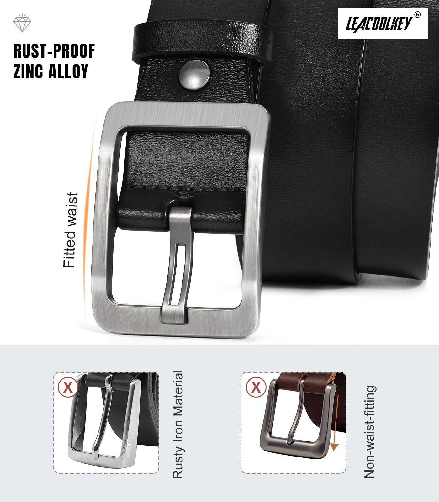 JASGOOD Men's Belt, Leather Reversible Belt for Men Black and