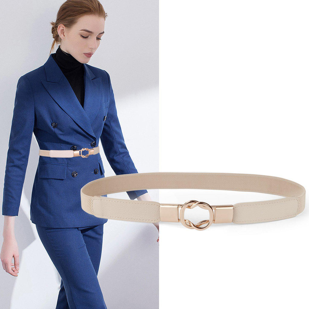 2 Pack JASGOOD Women Elastic Skinny Belt for Dresses Stretchy