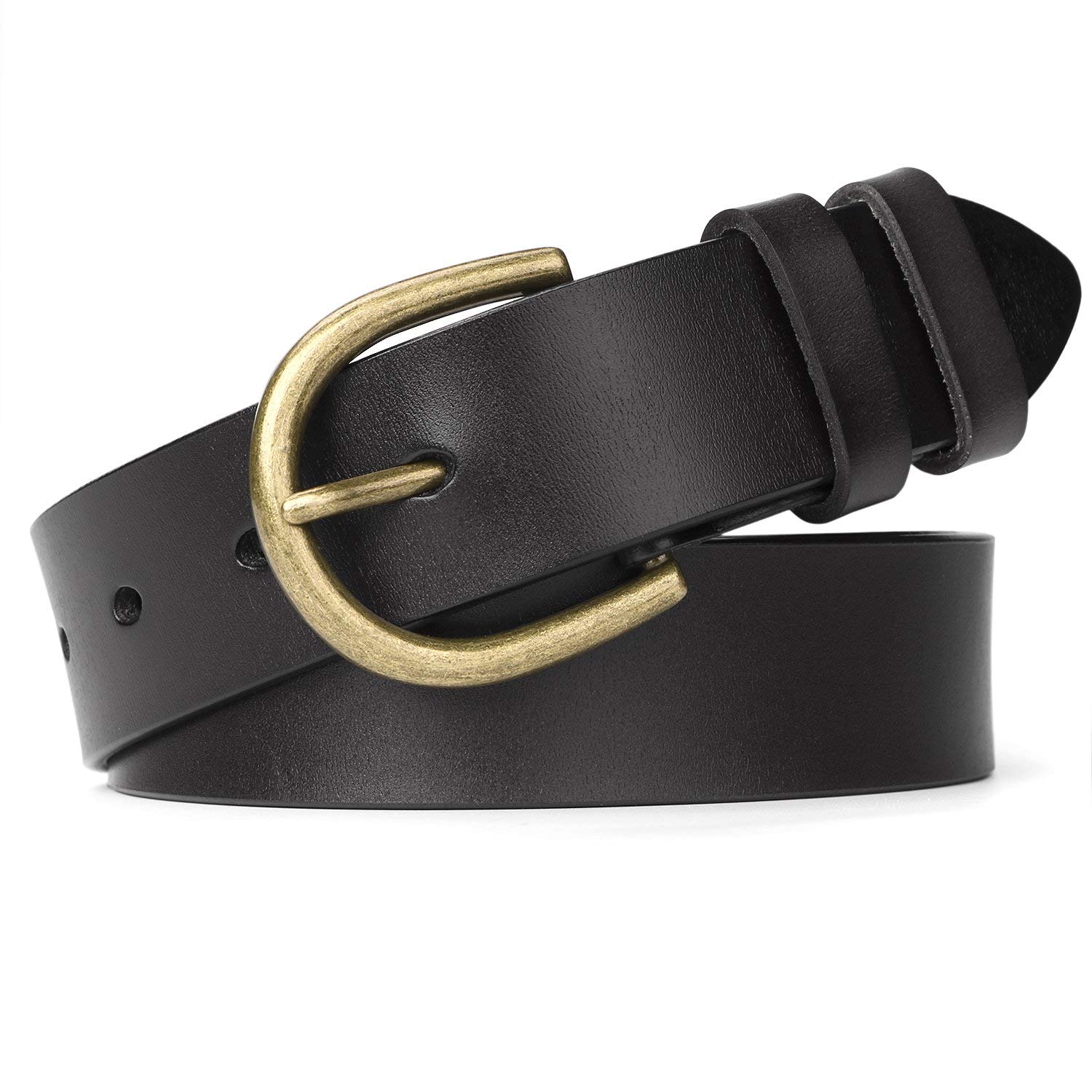 JASGOOD Women Leather Belt Black Waist Belts for Jeans Pants Dresses