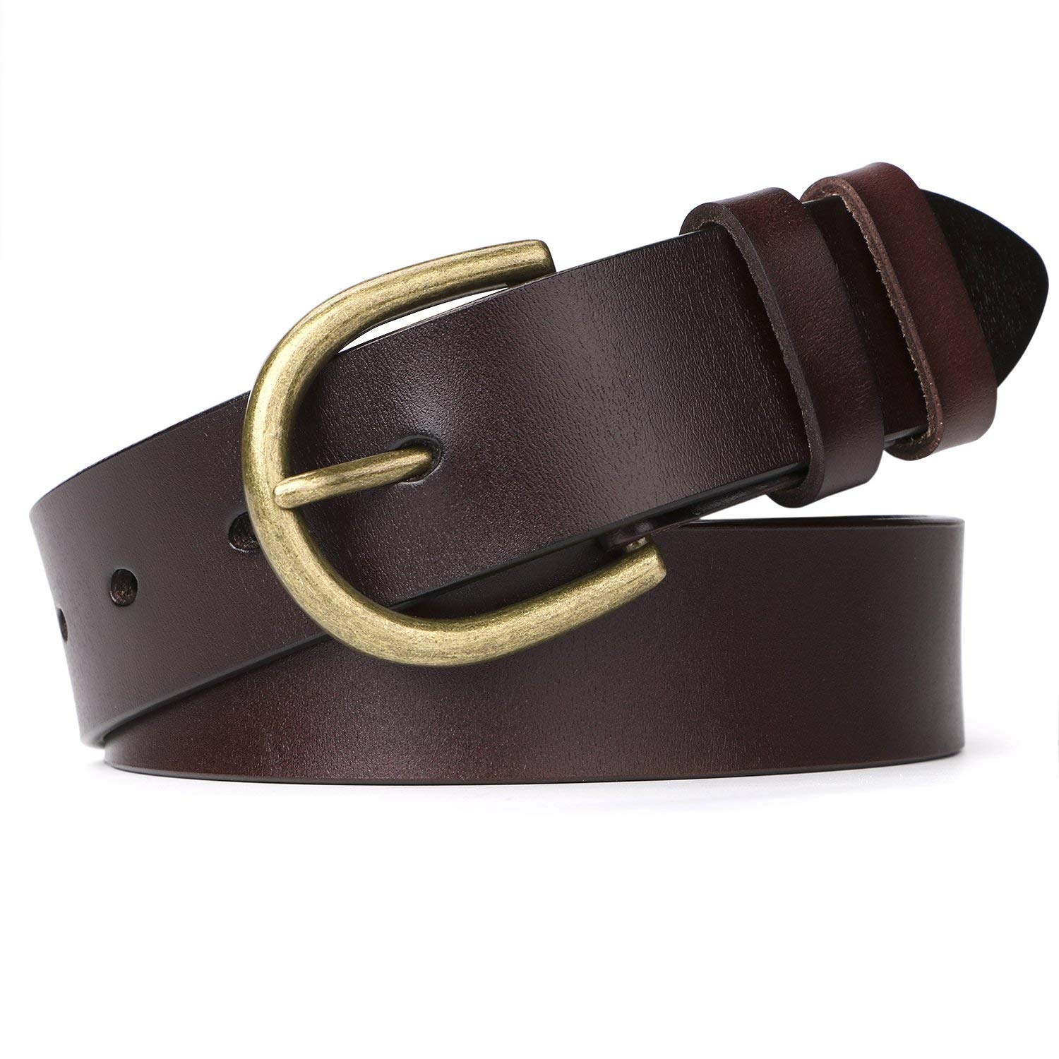 JASGOOD Leather Belts for Women Brown Belt for Jeans Pants Dress