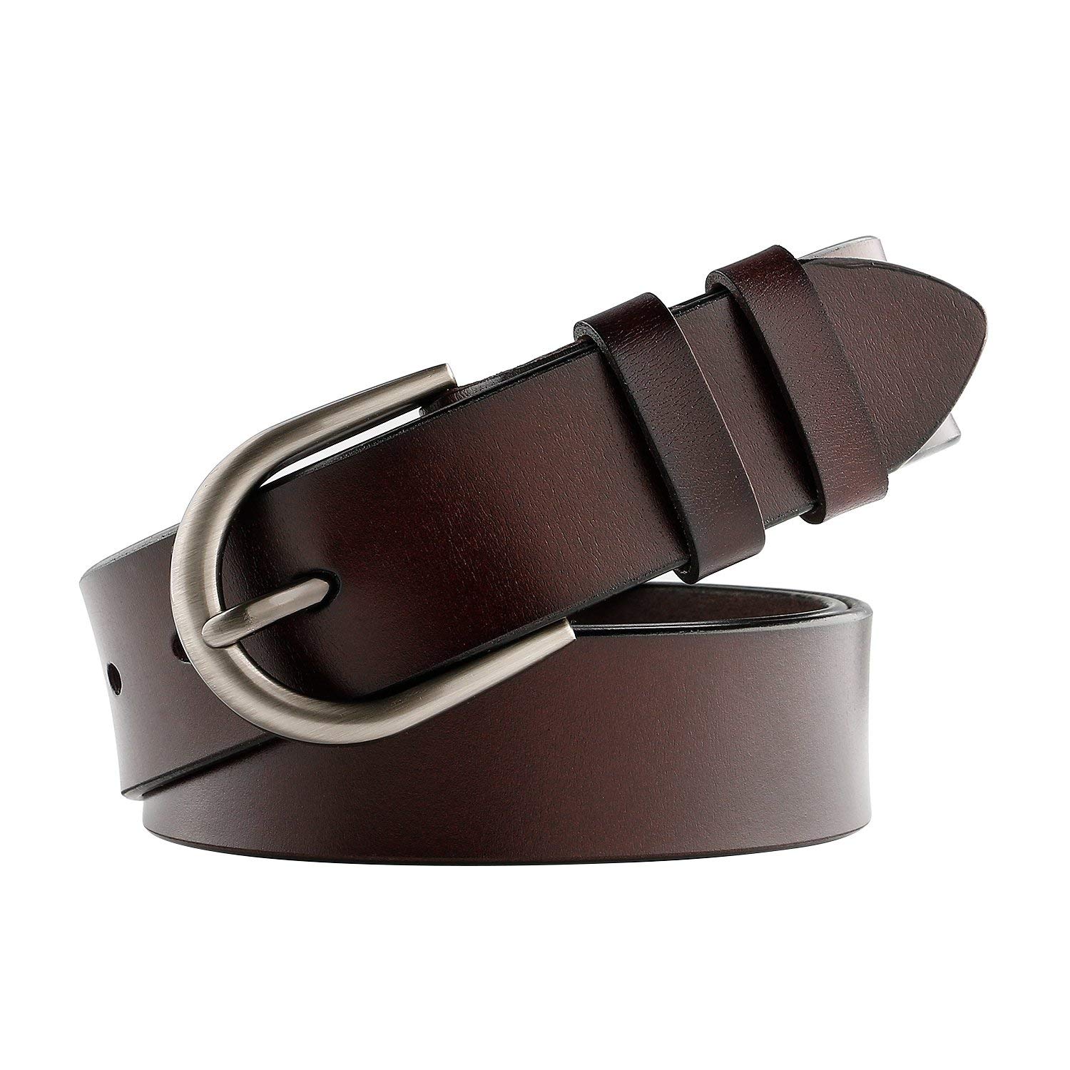 JASGOOD Women Leather Belts for Jeans Pants Fashion Dress Brown Belt for  Ladies