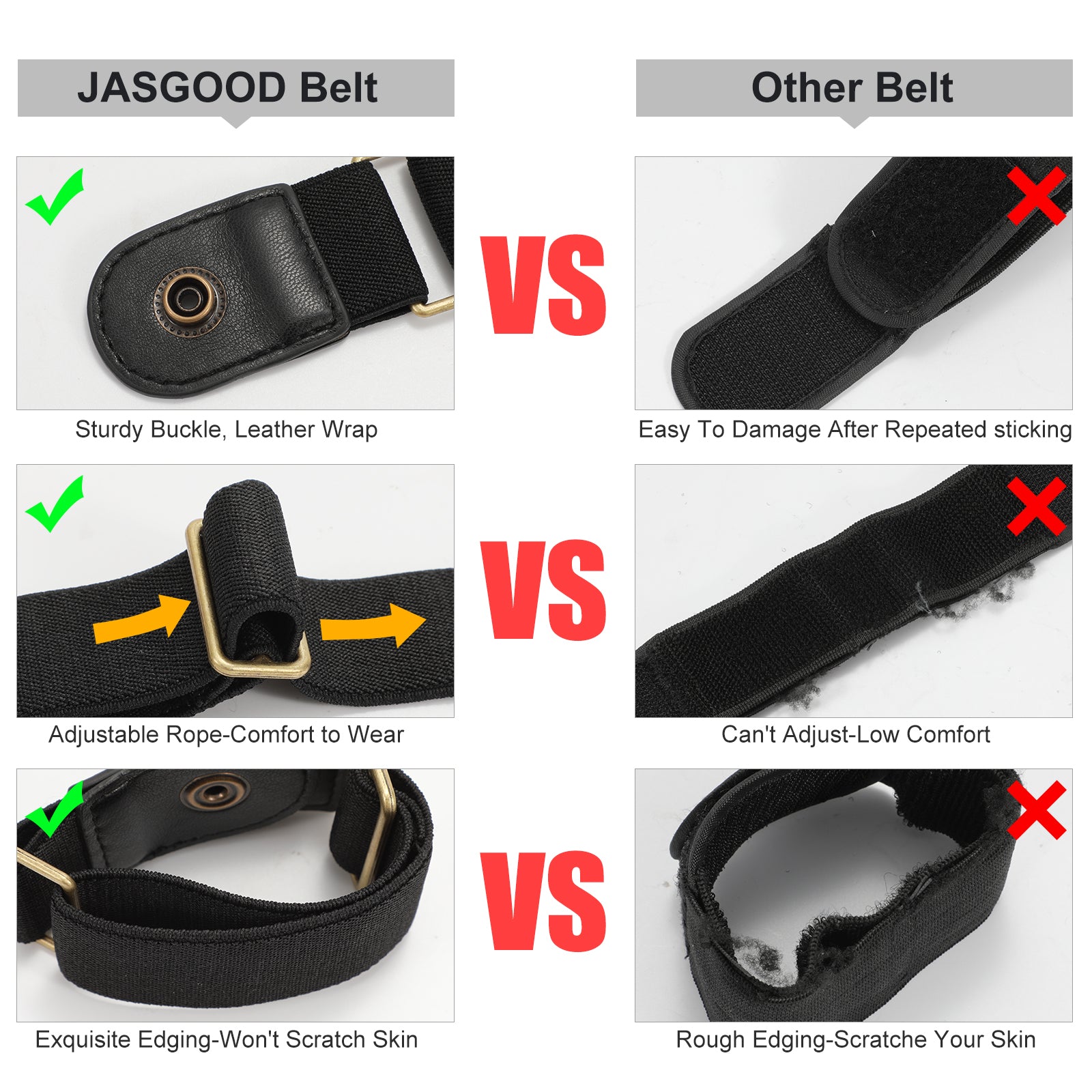 JASGOOD 2 Pack Stretch Side Belts for Women and Men, No Show Blue Elastic  Invisible Belt Loops for Pants